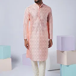 KISAH Embellished Mandarin Collar Regular Beads And Stones Kurta With Pyjamas-62