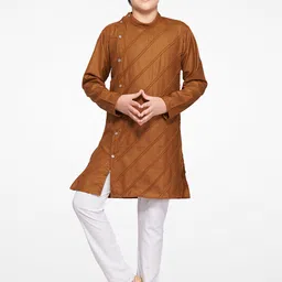 Jeetethnics Boys Brown Kurta with Pyjamas-3