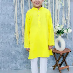 BownBee Boys Mandarin Collar Pure Cotton Straight Kurta & Pyjamas With Nehru Jacket-46