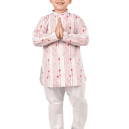 BAESD Boys Striped Regular Pure Cotton Mandarin Collar Kurta with Pyjamas-image-93