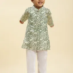 Stuffie Land Boys Printed Pure Cotton Kurta with Pyjamas-16
