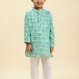 Stuffie Land Boys Geometric Printed Pure Cotton Kurta with Pyjamas-22