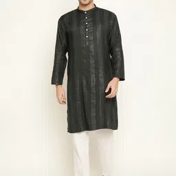 Stuffie Land Striped Regular Pure Cotton Kurta with Pyjamas-image-35