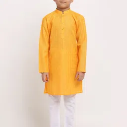 KRAFT INDIA Boys Yellow Regular Pure Cotton Kurta with Pyjamas-image-87