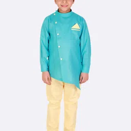 Superminis Boys Turquoise Blue Regular Pure Cotton Kurta with Pyjamas-picture-30