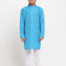 KRAFT INDIA Boys Blue Regular Pure Cotton Kurta with Pyjamas-picture-27