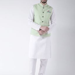 hangup plus Men Pure Cotton Kurta with Pyjamas & Nehru Jacket-picture-49