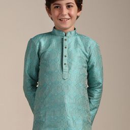 Manyavar Boys Ethnic Motifs Embroidered Thread Work Kurta With Pyjamas-image-57