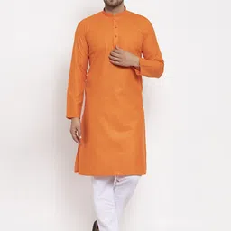 KRAFT INDIA Men Orange Regular Kurta with Pyjamas-image-76