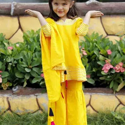 BAESD Girls Notch Neck Gotta Patti A Line Kurta with Pyjamas & Dupatta-picture-18