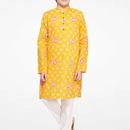 Jeetethnics Boys Yellow Printed Kurta with Pyjamas-picture-23