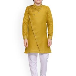 Jeetethnics Boys Yellow Angrakha Kurta with Pyjamas-image-64