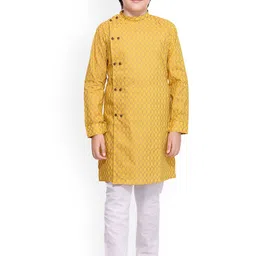 Jeetethnics Boys Yellow Angrakha Kurta with Pyjamas-picture-1