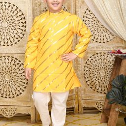SAKA DESIGNS Boys Yellow Striped Kurta with Pyjamas-image-84