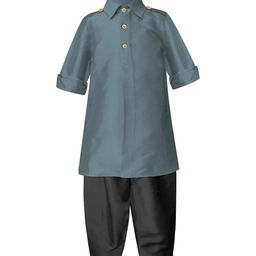 A T U N Boys Green & Black Regular Pathani Kurta with Salwar-41