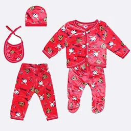 Superminis Kids Red & White  Set of 5 Printed Shirt with Pyjamas-10