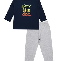 Bodycare Kids Kids Boys Navy Blue And Grey Melange Printed T Shirt With Pyjama-8