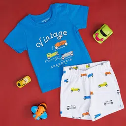 Pantaloons Baby Boys Printed Pure Cotton T-shirt With Shorts-picture-2