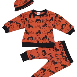 Creative Kids Girls Brown & Black Printed T-shirt with Pyjamas-19