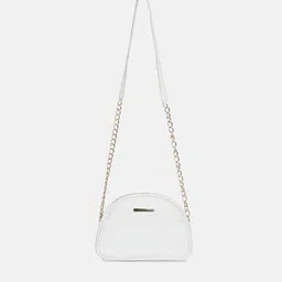 Bagsy Malone White Textured PU Half Moon Sling Bag-46