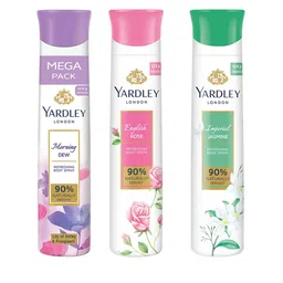 YARDLEY LONDON Set Of 3 Perfumed Deodorant Body Spray Morning Dew - Imperial Jasmine & English Rose - 150 ml Each-5