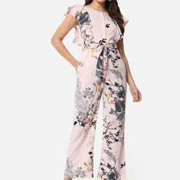 BAESD Floral Printed Ruffled Waist Tie-Up Basic Jumpsuit-picture-54