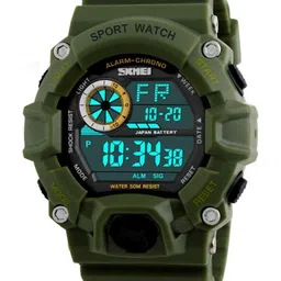 Skmei Men White Dial & Green Straps Digital Multi Function Watch-45