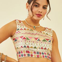 Soch Embellished Sequinned Sleeveless Saree Blouse-27