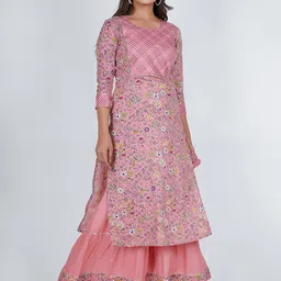 PUKHYA Floral Printed Gotta Patti Detailed Straight Kurta With Sharara-picture-45