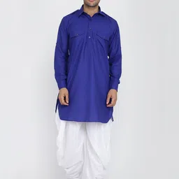 ROYAL KURTA Men Blue Pure Cotton Kurti with Salwar-image-68