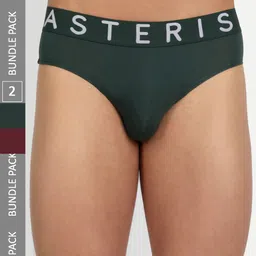 Asterisk Men Pack Of 3 Mid -Rise Basic Briefs MBR-CBK&BUR&FGN-XS-04-19