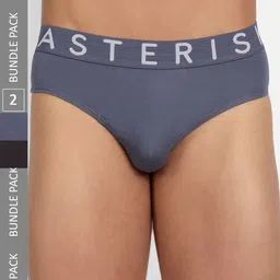 Asterisk Men Pack Of 2 Basic Briefs MBR-CBK&SBL-XS-04-42