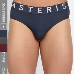 Asterisk Men Pack Of 3 Brand Name Printed Detail Snug Fitting Briefs MBR-PBL&MGY&BUR-XS-04-picture-32