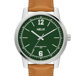 Helix Men Green Brass Dial & Brown Leather Straps Analogue Watch-image-77