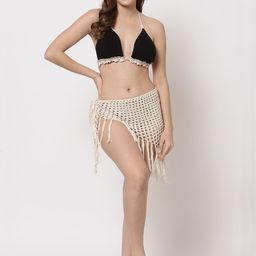 Velvery Self Design Halter Neck Crochet Pure Cotton Swim Set-46