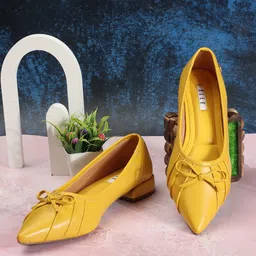 ELLE Pointed Toe Textured Block Pumps With Bows-24