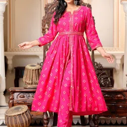 BAESD Women Floral Embroidered Regular Kurta with Trouser-17