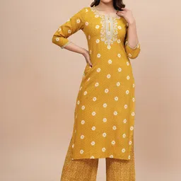 SIDDHANAM Floral Printed Regular Thread Work Kurta with Trousers-image-65