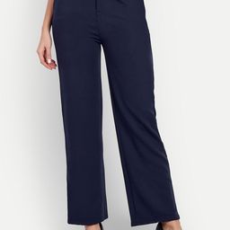 Next One Women Smart Straight Fit High-Rise Easy Wash Pleated Parallel Trousers-picture-24