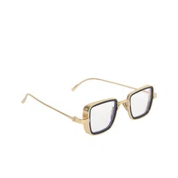 GARTH Unisex Clear Lens & Gold-Toned Rectangle Sunglasses KB_BC-GLD_GRT-Blue-37