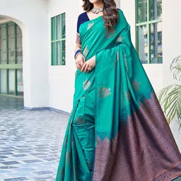 KALINI Woven Design Zari Silk Blend Banarasi Saree-picture-47