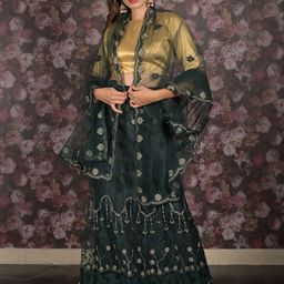 ODETTE Embroidered Thread Work Semi-Stitched Lehenga & Unstitched Blouse With Dupatta-picture-1