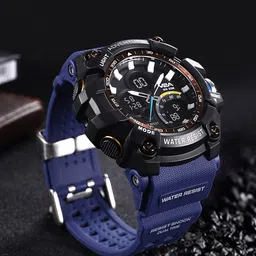 V2A Men Textured Dial Multi Function Analogue Watch V2A-JF-1614-Blue-74