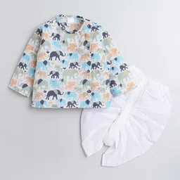 Polka Tots Infants Kids Ethnic Motifs Printed Angrakha Kurta with Dhoti Pants-picture-41
