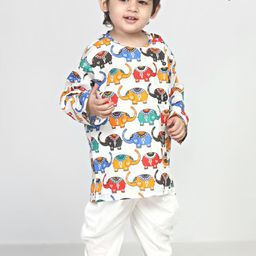 Polka Tots Infants Kids Ethnic Motifs Printed Angrakha Kurta with Dhoti Pants-42