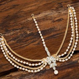 OOMPH Gold Plated Kundan-Studded & beaded Layered Sheeshphool-19