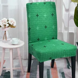 HOUSE OF QUIRK Set Of 4 Green Printed Removable Chair Covers-24