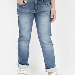 Crimsoune Club Boys Clean Look Whiskers & Chevrons Heavy Fade Slim Fit Stretchable Jeans-image-2