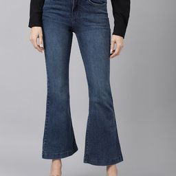 Xpose Women Comfort Flared Leg High-Rise Light Fade Stretchable Jeans-image-87