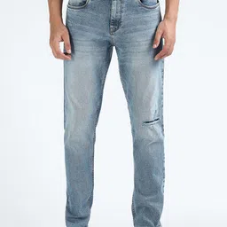 Flying Machine Men Tapered Fit Low Distress Heavy Fade Stretchable Jeans-picture-4